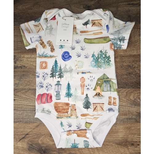 Camping bodysuit for infants | Handmade camping clothing for babies | Baby gift | One-piece camping outfit | Nature baby clothes | Soft
