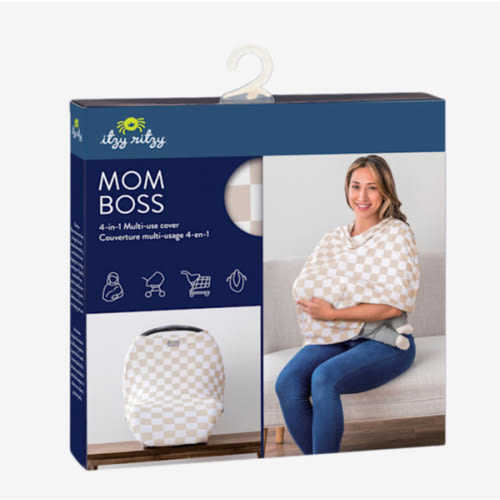Itzy Ritzy Mom Boss Multi Use Cover - Tan Check