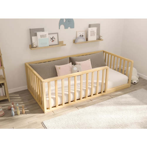 Ludlow - Montessori Floor Bed with Railings and Curved Corner – Cribberry