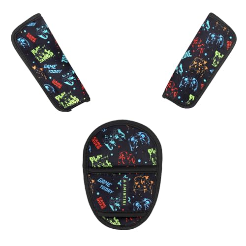 3 Pieces Car Seat Straps Pads for Kids, Ultra Soft Plush Car Seat Strap Covers for Kids, Carseat Shoulder Pad, Hip Support for Car Seats, Pushchair, Stroller.(Game Player)