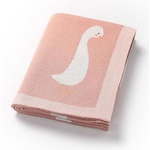 Baby Blanket 100% Cotton Adorable Goose Soft Swaddle Breathable Newborn Receiving Blankets for Boy Girl 40x30in Pink