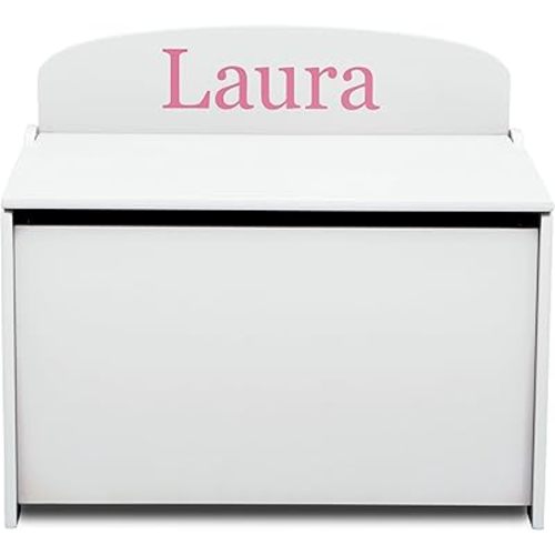 Delta Children Personalized MySize Deluxe Toy Box, Bianca White