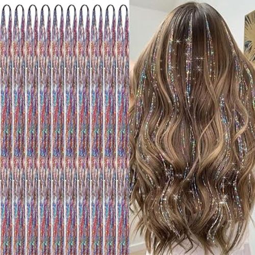 7Color Hair Tinsel Kit, 2000 Strands Hair Tinsel Accessories Teen Women