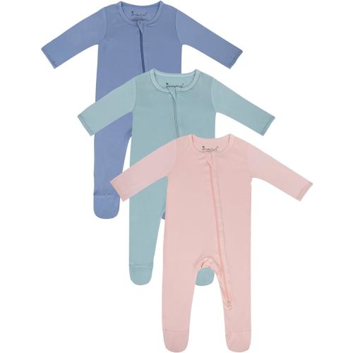 Jimonda Baby Romper Boys Girls Bamboo Pajamas 2-Way Zipper Footed Unisex Zip-Up Sleepers Sleep and Play pjs