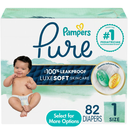 Pampers Pure Protection Diapers - Size 1, 82