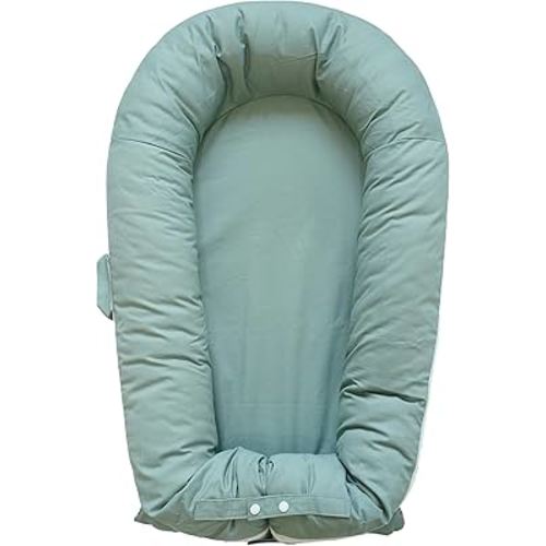 Deluxe Infant Lounger, Baby Nest Cover for Baby Girls & Boys, Newborn Essentials for Baby 0-12 Months, 100% Cotton (MistyGreen)