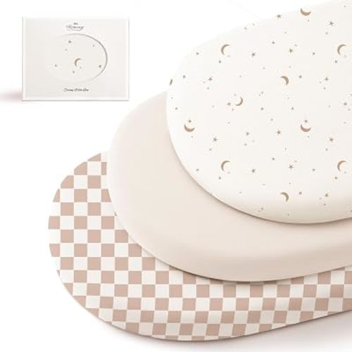 Konssy 3 Pack Stretchy Bassinet Sheets for Baby Girls and Boys, 32"x16"
