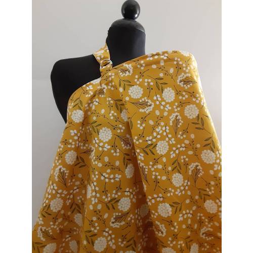 Mustard Yellow Floral Nursing Cover: Cotton Breastfeeding Coverup