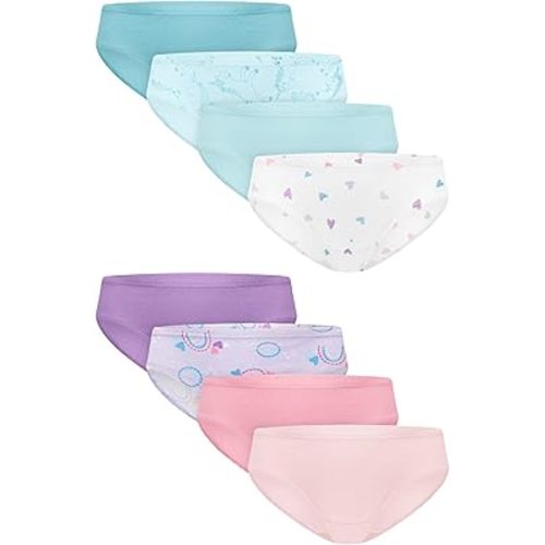 Hanes Girls' And Toddler Organic Underwear, Brief & Hipster, 8-pack, Pure Comfort Organic 100% Cotton Panties