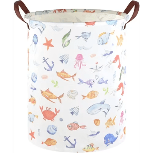 Marine animal kids waterproof foldable laundry basket,Fish Hamper,Nursery Hamper,Baby Storage Baskets for boy Room,Gift Baskets,Home Organizer,Nursery Decor(Fishes)
