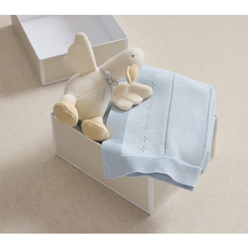 Cotton Pointelle Baby Blanket & Plush Gift Set