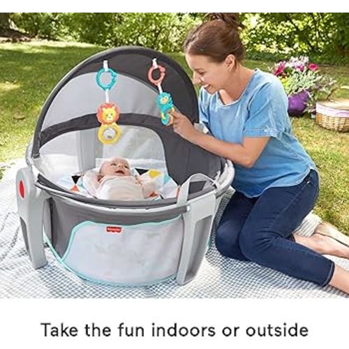 Fisher-Price Portable Bassinet On-The-Go Baby Dome, Travel Play Space with Developmental Newborn Toys & Canopy, Windmill : Baby