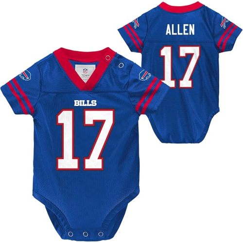 Josh Allen Buffalo Bills #17 NFL Newborn Baby 0/3M-6/9M Blue Creeper Bodysuit Jersey