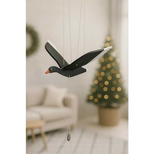 Handmade Wooden Dark Mallard Mobile – Baltic Waterfowl Decor with Moving Wings"
