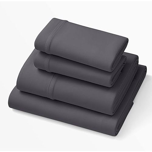 Purple SoftStretch Sheets, King/Cal King, Rayon Blend, Moisture-Wicking, Stormy Grey, Fits Other Mattresses, Stretch for Adaptive Support