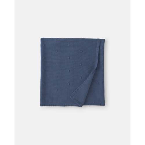 Baby Boy Knit Dot Blanket - Navy Blue