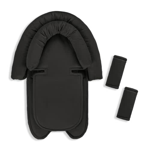 Baby Car Seat Head Support for Newborn, GFU 2 in 1 Infant Car Seat Head Body Support with Strap Pads, Soft Stroller Cushion Pillow Insert for Girls, Fits for Stroller, Swing Black