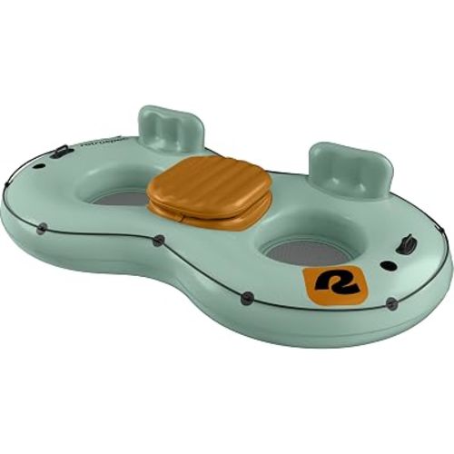 Retrospec Siesta Float Double River Tube for Adults 2 Person - Heavy Duty 600 lbs with Cooler & Cup Holders, Mesh Bottom Inflatable River Tubes for Floating