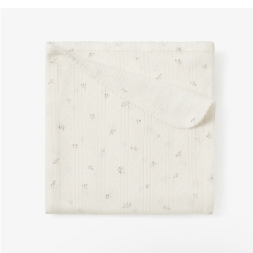 White Floral Organic Cotton Pointelle Baby Blanket