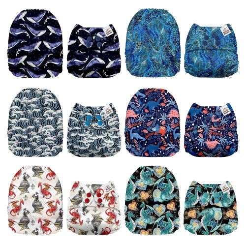Mama Koala 1.0 Cloth Diapers for Babies, 6 Pack Pocket Shell Only (NO Inserts) - One Size Washable and Reusable Pocket Diapers for Newborns and Toddlers - 160076