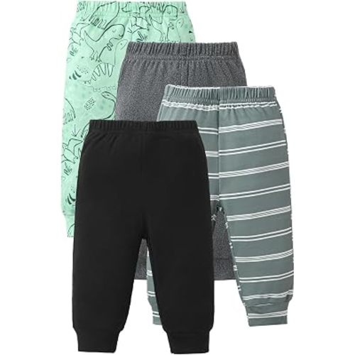 Jecson Baby Boy Pants 4-Pack Soft Toddler Sweatpants Elastic Waist 3M-3T