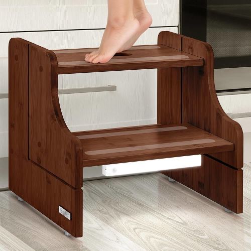 Amazon.com: NIFTAKE Kids Step Stool, 250lb Capacity - Sturdy, Safe and Durable, Toddler Step Stool for Toddlers, Bamboo Toddler Stool, Potty Training, Kitchen Wooden Stepping Stool with Auto Light (Dark Brown) : Home & Kitchen