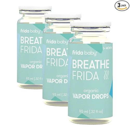 Frida Baby Breathefrida Vapor Bath Drops, Baby-Congestion Relief with Eucalyptus Essential Oil for Humidifier, Aromatherapy Oil Help Baby Breathe Easy (Pack of 3)