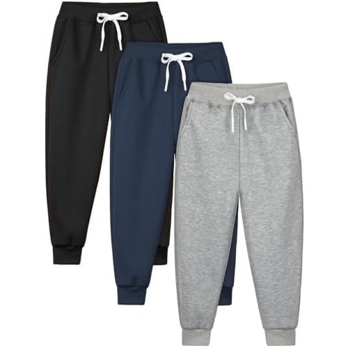 Resinta 3 Pack Kids and Toddlers Boys Pull-On Fleece Sweatpants Active Joggers Pants Basic Track Pants for Boys
