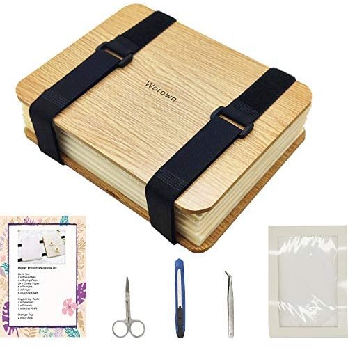 Worown Professional Flower Press Kit, Leaf Press, Plant Press, 6 x 8 inch 6 Layers Nature Press Kit Including Instructions - Brown