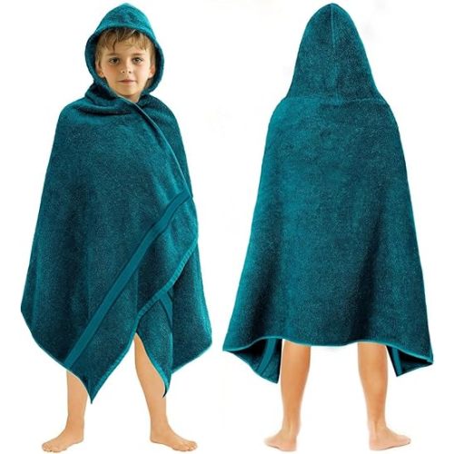 ORIGINAL KIDS Hooded Bath Towel Wrap - Ultra Soft 100% Cotton Terry Large Oversized Hooded Kids Towel - Toddler Big Kid Shower Pool Beach Towel - Absorbent Quick Dry Easy Care Gift - 30 x 54 - Teal
