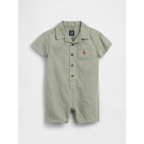 Baby Cotton Gauze Denim Shorty One-Piece
