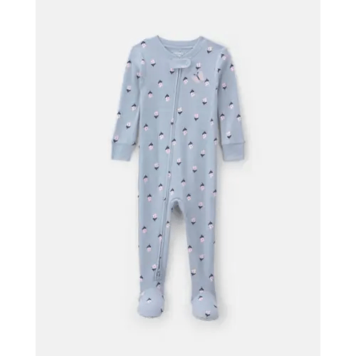 Baby Girl Butterfly Floral Cotton Snug Fit 1-Piece Pajama - Purple | Carter's