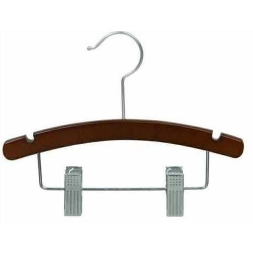 Walnut Wooden Baby Hanger w/Clips 10"