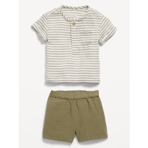 Double-Weave Pocket T-Shirt and Shorts Set for Baby