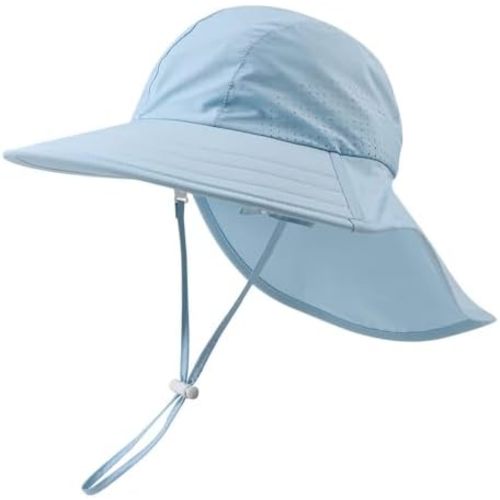 Toddler Summer Hat with Neck Flap Waterproof Kids Swim Hat Baby UV Protection Sun Hats Beach Cap for Boys Girls