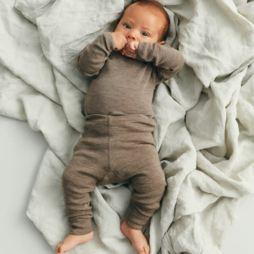 Dilling - Baby Merino Wool Leggings in Brown Melange