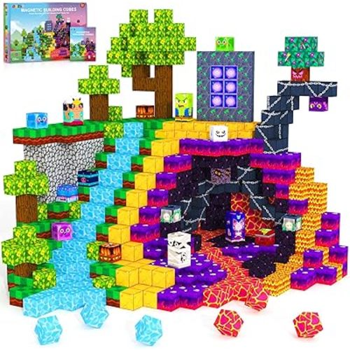 150PCS Magnetic Blocks, Magnetic Tiles Building Sensory Montessori Toys & Games for 3 4 5 6 7 8 9 10 11 12 13 Year Old Boys Girls Halloween Christmas Birthday Gifts