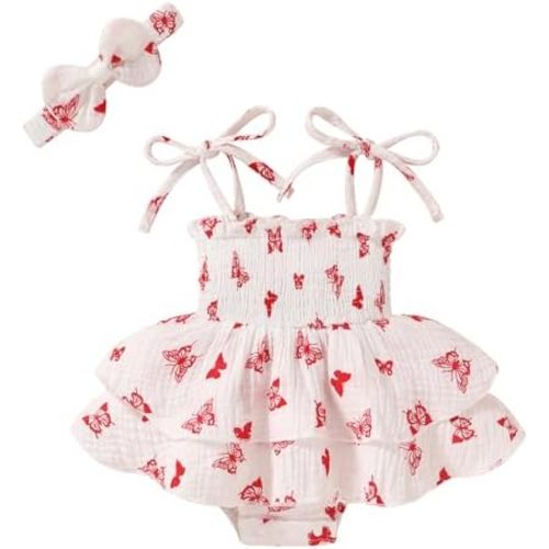 Baby Girl Clothes Infant Summer Romper Dress Sleeveless Bodysuit Jumpsuit with Headband Toddler Outfits
