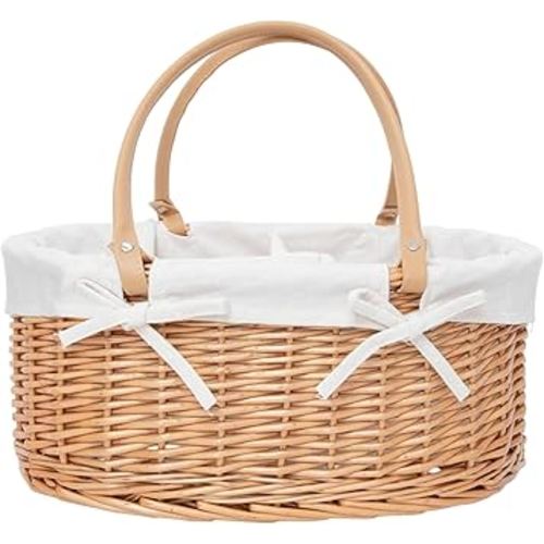 Handwoven Wicker Diaper Caddy Organizer, Multi - functional Baby Diaper Bag for Nursery & Home Storage, Detachable Lining, PU Handles, Baby Registry Must Haves (Wicker)