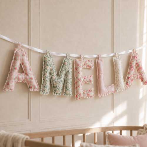 Custom fabric sign personalized name banner nursery name sign baby shower gift idea toddler room decor girl newborn crib hospital keepsake