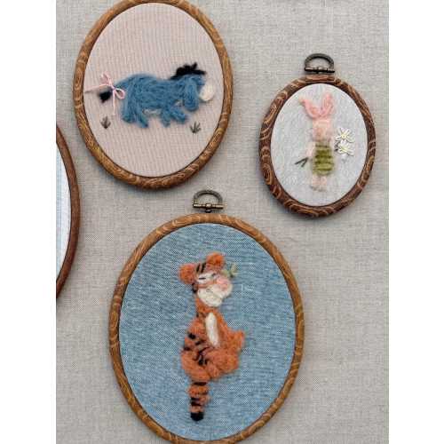 Individual Pooh Friends Nursery Wall Art – Tigger, Eeyore, and Piglet Handmade Needle Felt Embroidery Hoop – Heirloom Baby Room Décor