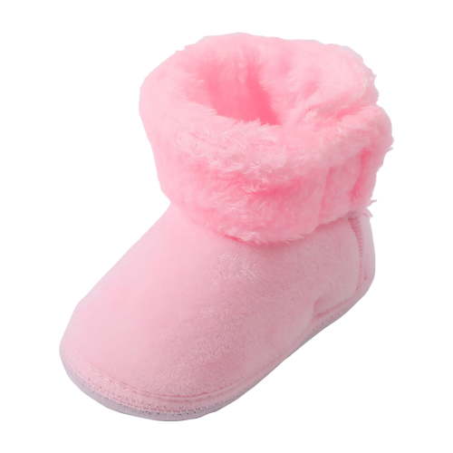 Gibobby Infant Baby Boys Girls Slippers Cozy Fleece Booties Soft Bottom Warm Cartoon Socks Newborn Crib Shoes(Pink,3-6 Months)
