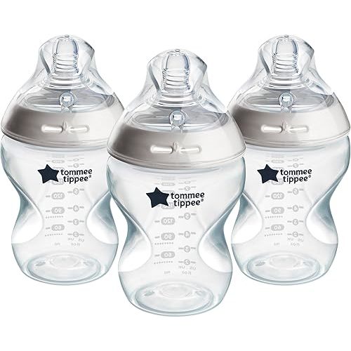 Tommee Tippee Baby Bottles, Natural Start Anti-Colic Baby Bottle with Slow Flow Breast-Like Teat, 260ml, 0m+, Self-Sterilising, Baby Feeding Essentials, Pack of 3