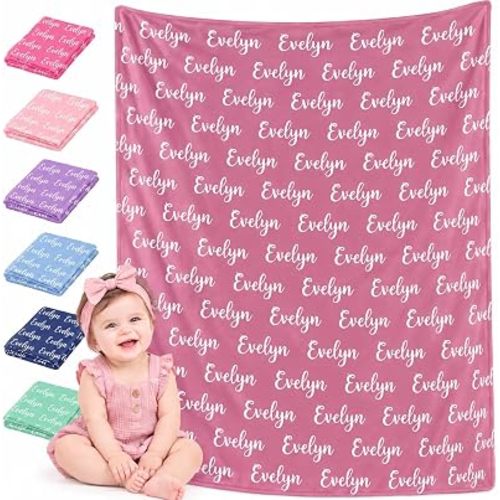 Personalized Baby Blanket with Name, Custom Blanket for Boys & Girls