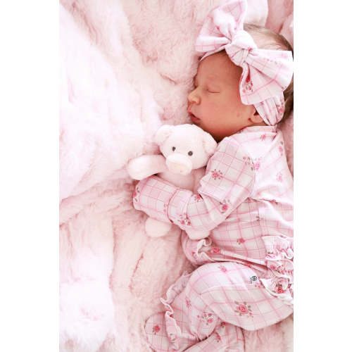 Knit Large Bow Headwrap in Primrose Plaid | Caden Lane
