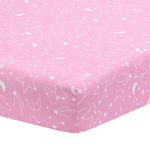 Lambs & Ivy Disney Baby Minnie Mouse Celestial Fitted Crib Sheet, Pink