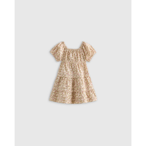 Girl's 100% Organic Cotton Poplin Tiered Dress in Wildflower Botanical