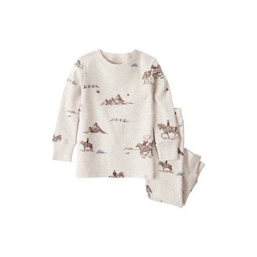 Print Fitted Organic Cotton Two-Piece Pajamas