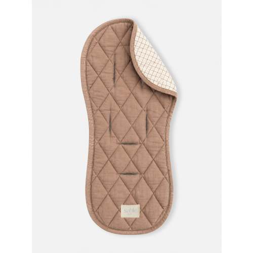 Linen Pram Liner - Cinnamon Check