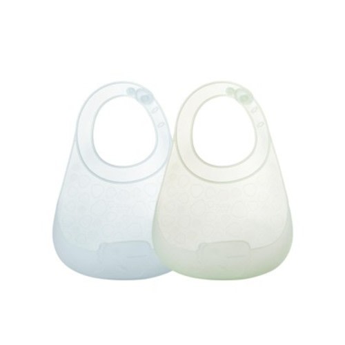 Bc Babycare Baby Toddler BPA-Free Silicone Bib with Adjustable Neck and Spill Catcher Lightweight 2 pack Blue and Green
